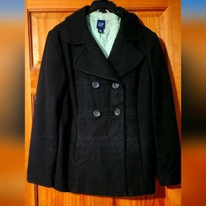 Women's black double-breasted peacoat